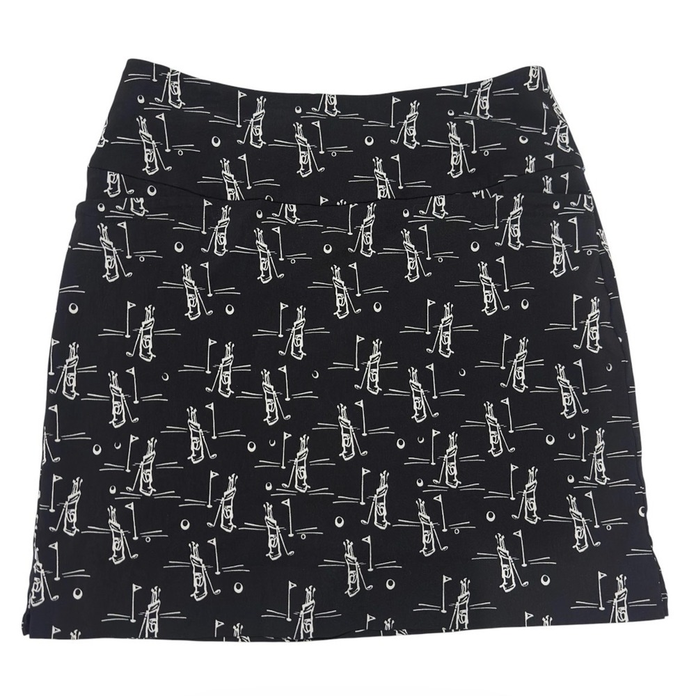 Swing Control Womens Golf Skort Black White Golf Bag Print Size 10